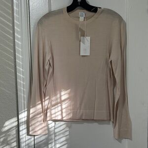 TSE Long-Sleeve Crewneck Sweater in Pale Powder